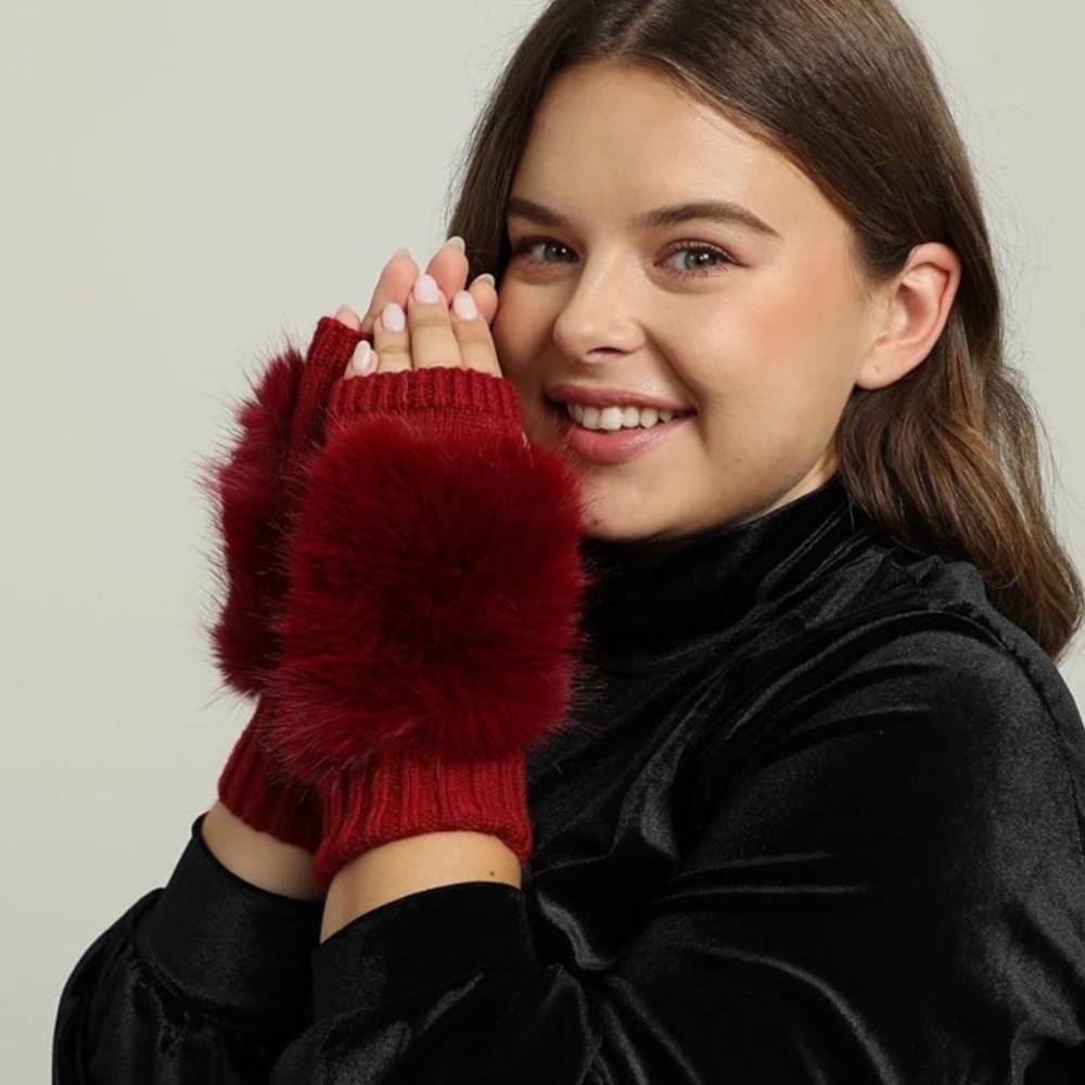 - Warm cozy fingerless mittens hand warmers cute